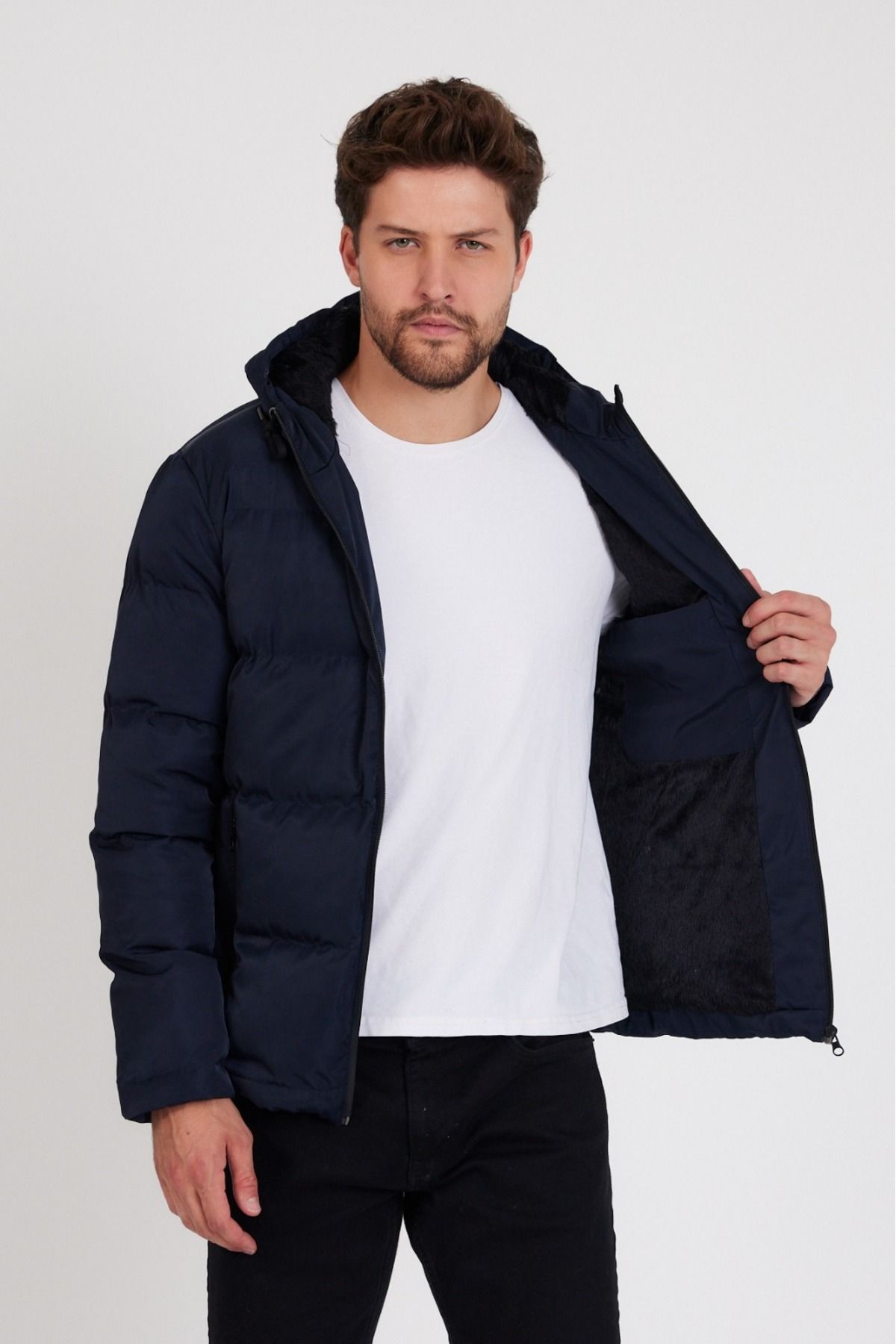 Navy blue outlet hoodless jacket