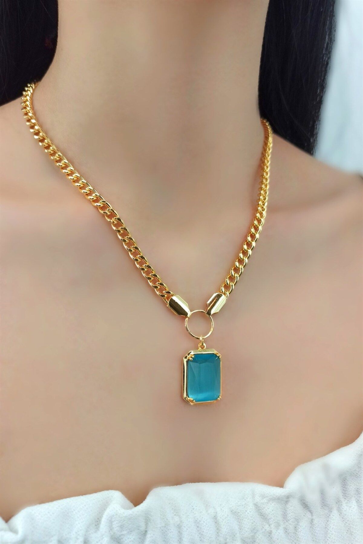 Square cheap stone necklace