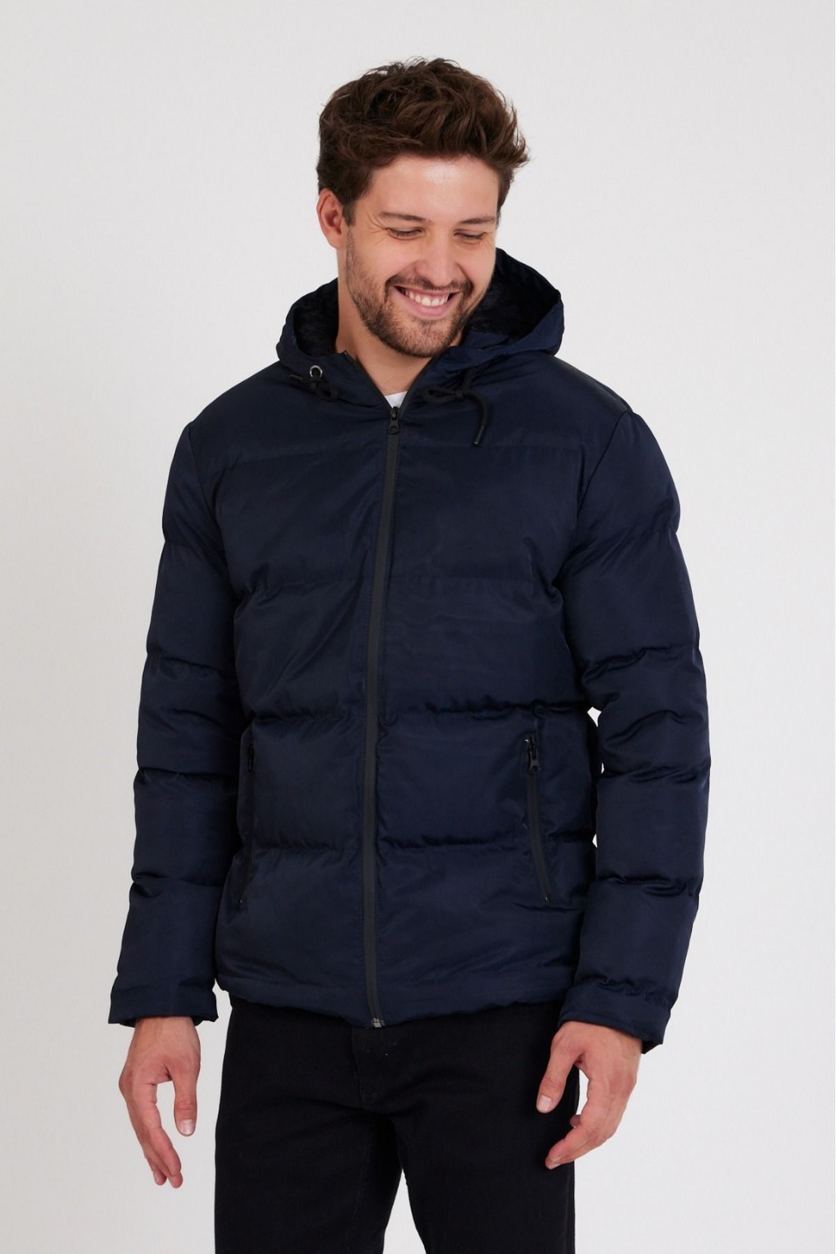 Navy blue sale hoodless jacket