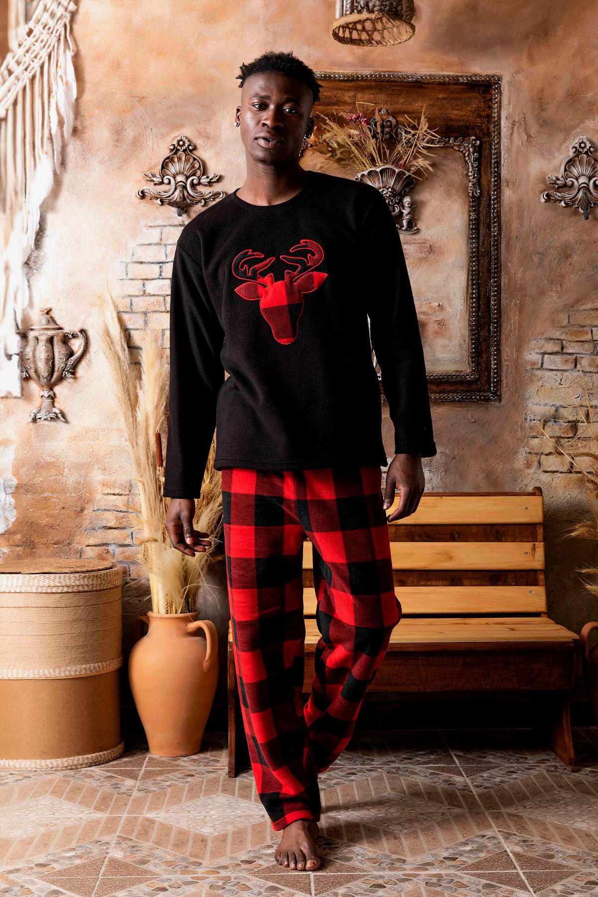 Nisanca Winter Father Son Fleece Pajama Set Christmas Family