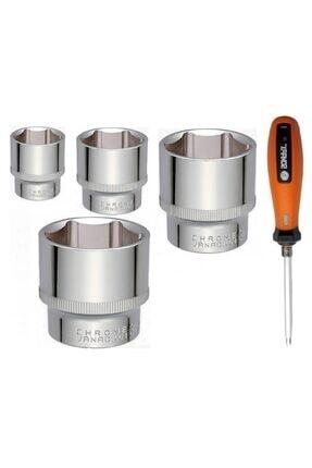 3/4 Ağır Lokma Takımı Tekli Lokma 6 Köşe 38-41-46-50 Mm Ucu Degişken Tornavida Image 0