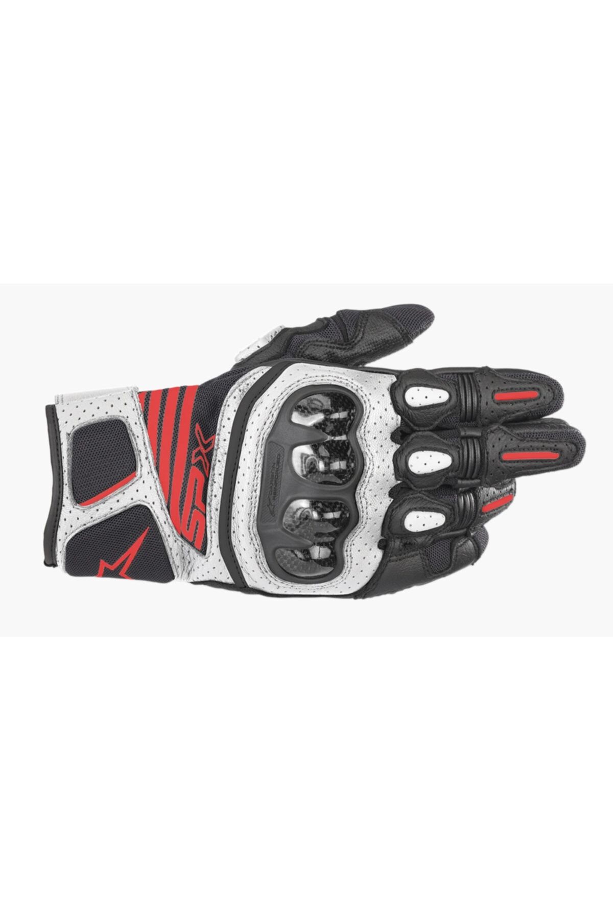 Alpinestars Beyaz Kırmızı Sp X Aır Carbon V2 Deri Motosiklet Eldiveni