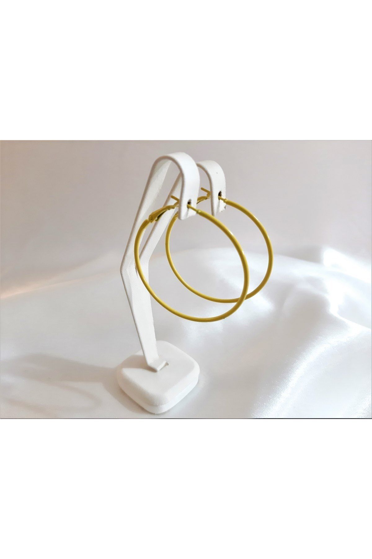 TÜKKAN ACCESSORİES Kadın Sarı Tam Kapama Halka Küpe 45 mm