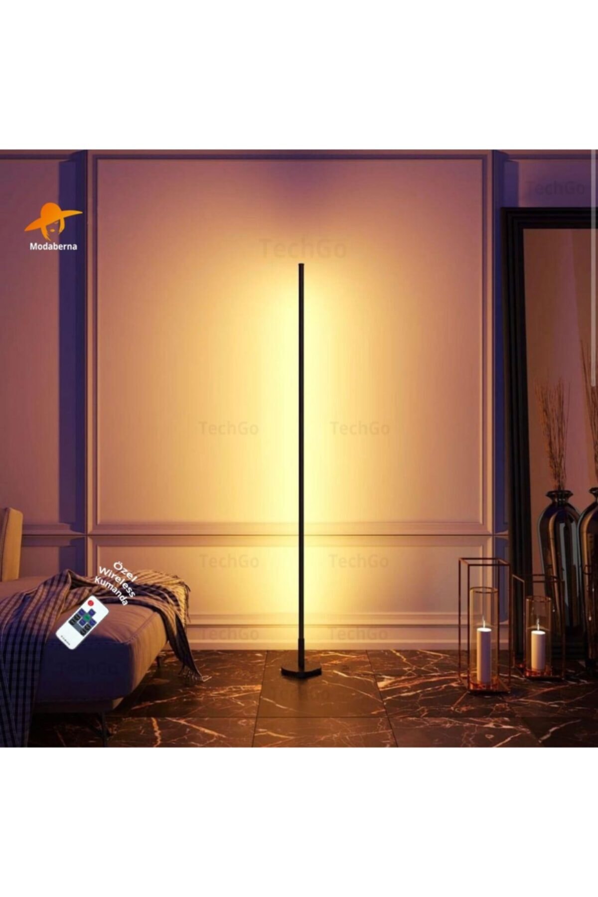 Pullson Minimalist Led Lambader - Full Rgb 256 Renk Köşe Lambası - Siyah Kasa