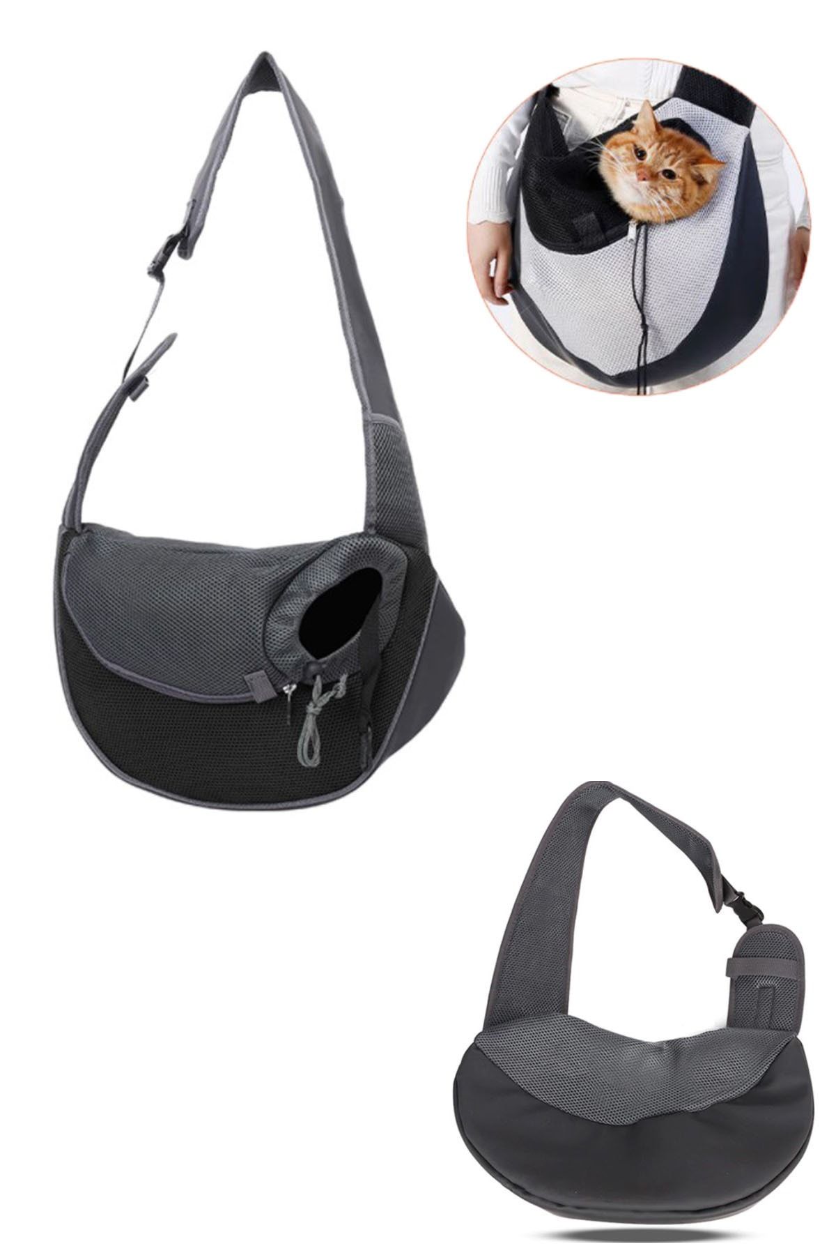 Carneil Store Siyah Hanger Tek Omuz Askılı Küçük Irk Kedi Köpek Taşıma Seyehat Çanta Nsw003