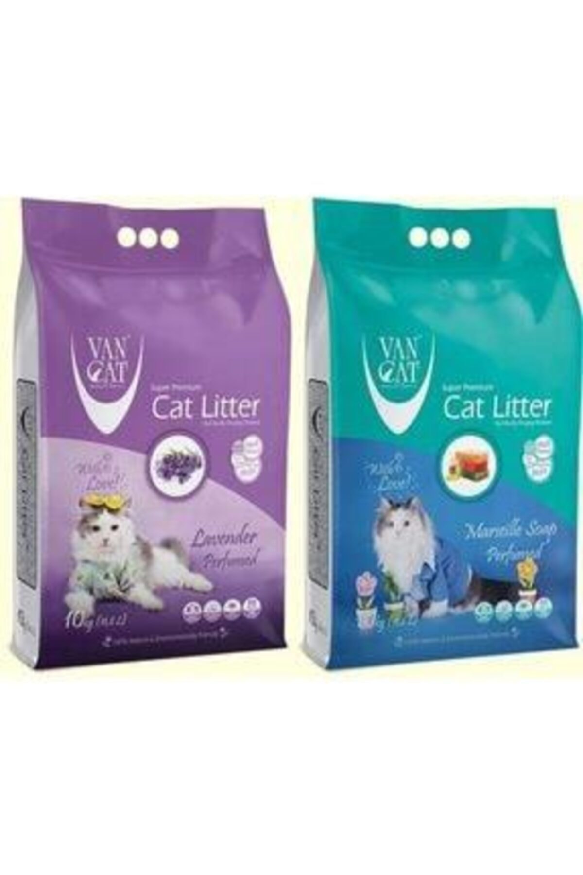 Vancat Ince Taneli Süper Topaklanan Lavanta Kokulu 10 Kg + Marsilya Sabun Kokulu 10kg