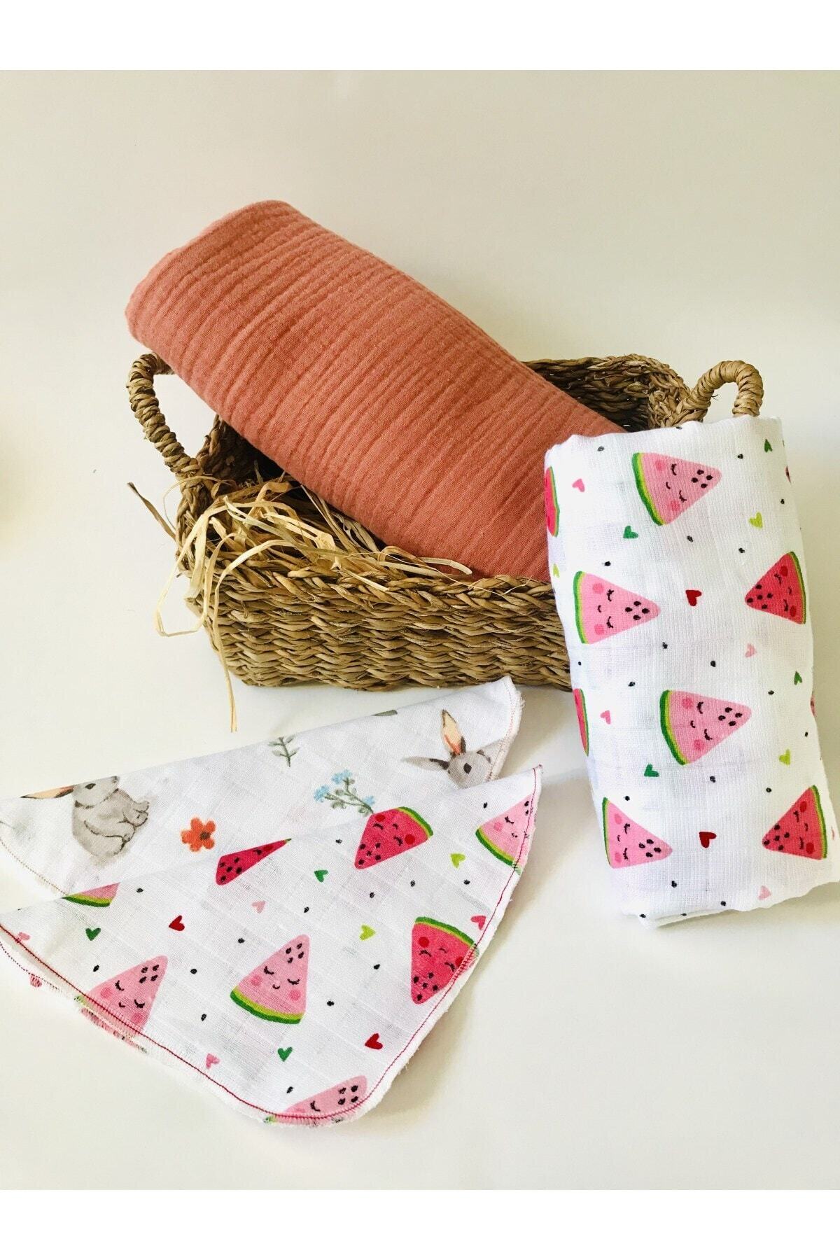 JUNİPERUS 4 Katlı 2 Adet Çok Amaçlı Müslin Örtü Battaniye Seti