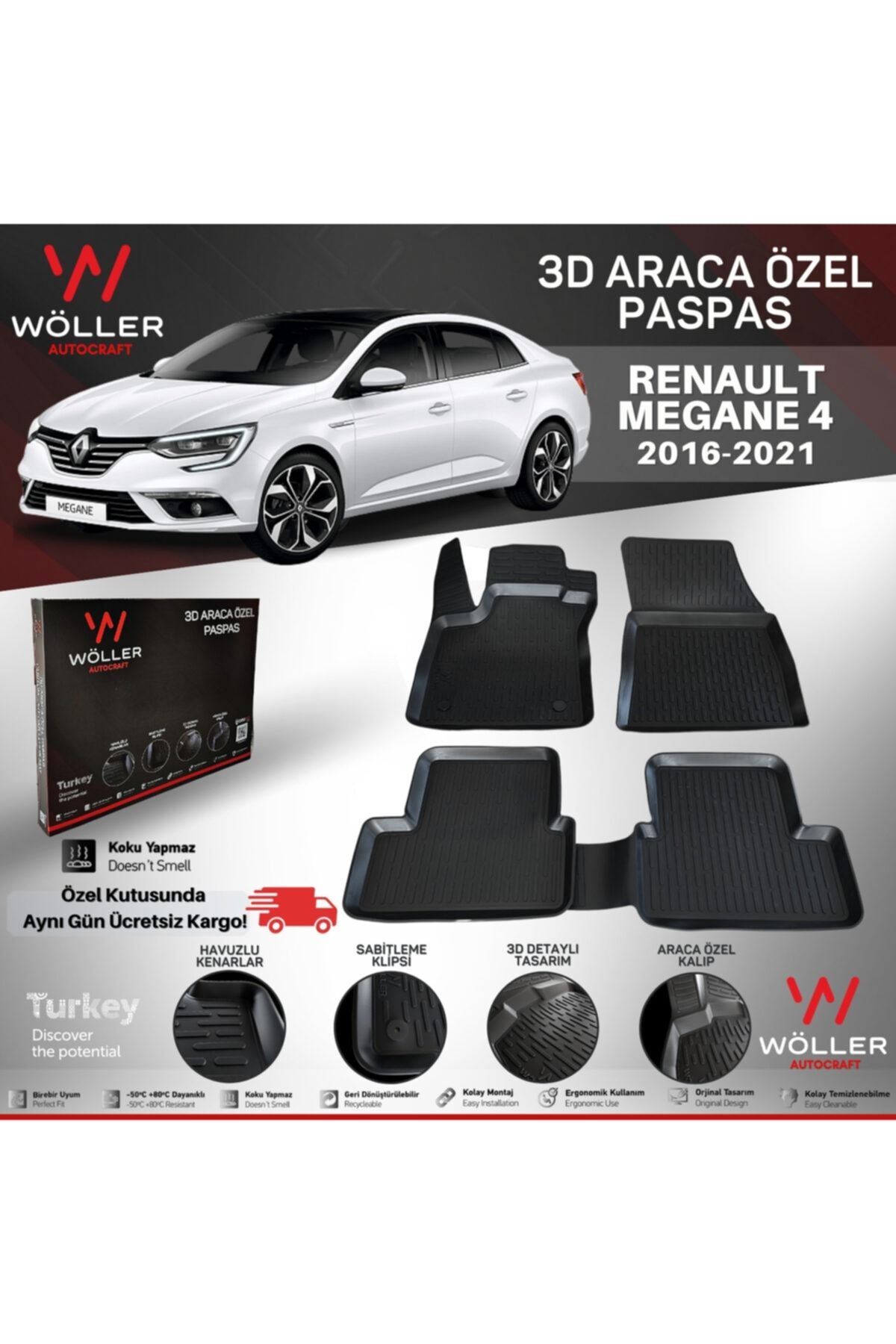 woller renault megane 4 paspas sedan 2016 2021 arasi 3d havuzlu paspas fiyati yorumlari trendyol