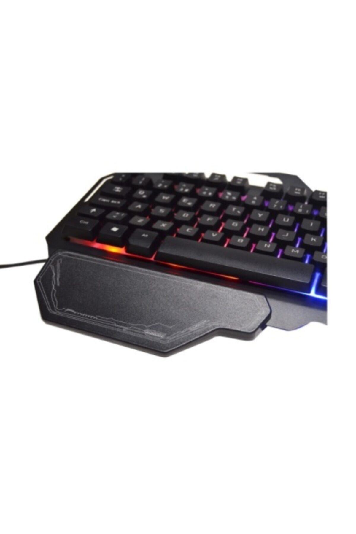 TURBOX Usb Kablolu Gaming Standart Q Işıklı Metal Kasa Bilek Padli Klavye Tr-gk101