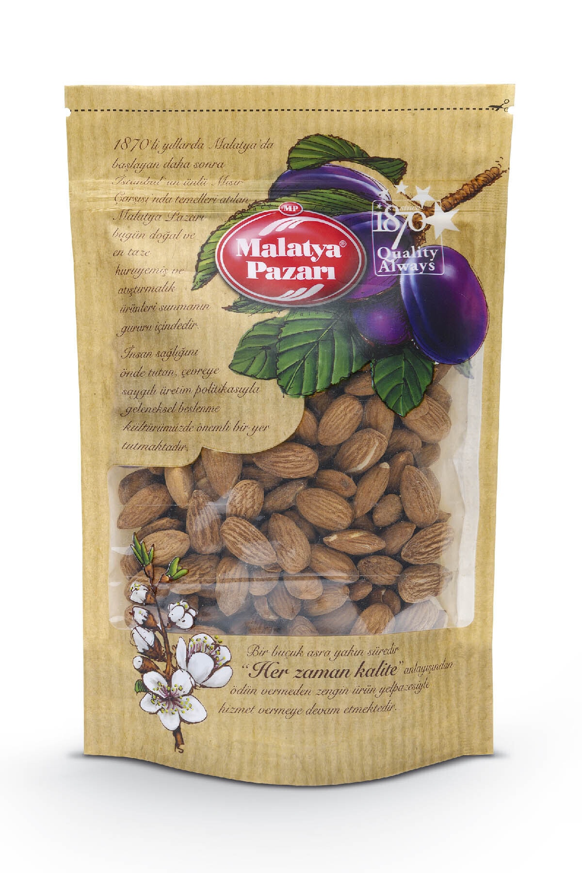 Malatya Pazarı Murat Palancı Çiğ Badem Içi Kilitli Paket 500 gr