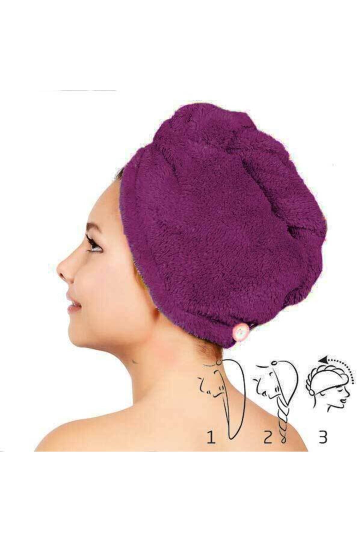 wellmop mikrofiber dugmeli sac havlusu sac bonesi turban havlu fiyati yorumlari trendyol