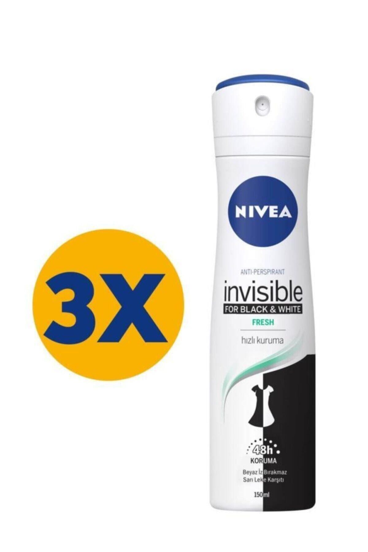 nivea invisible black white fresh kadin sprey deodorant 150 ml x 3 fiyati yorumlari trendyol