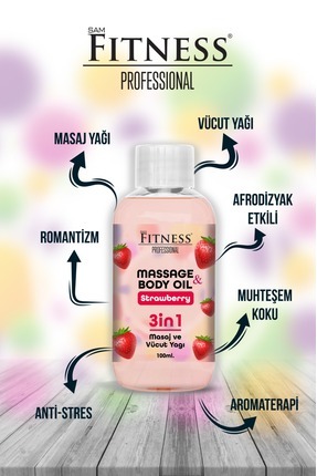 Masaj ve Vücut Yağı Aromaterapi Rahatlatıcı Çiftlere Özel Çilek Özlü 100 ml Image 0