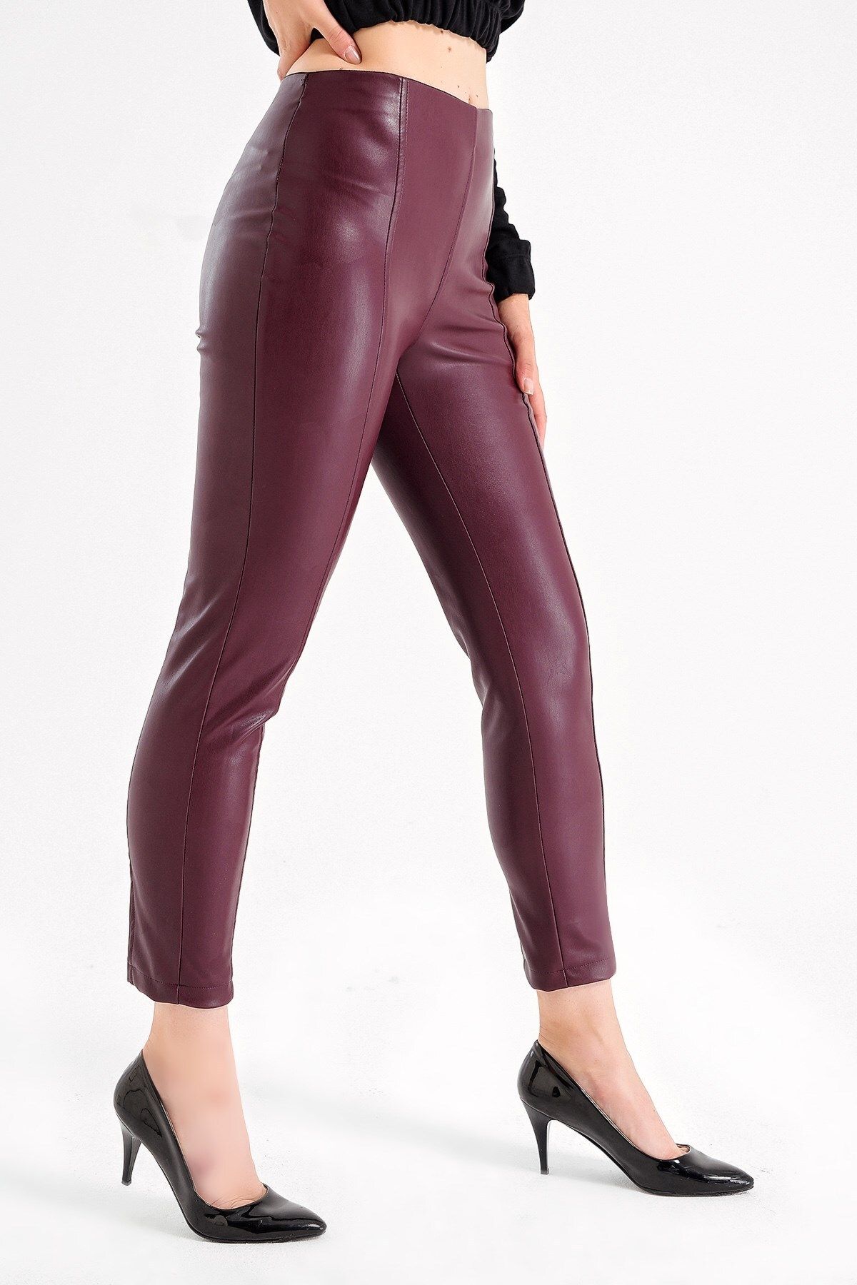 Jument High Waist Skinny Leg Ecological Faux Thick Leather