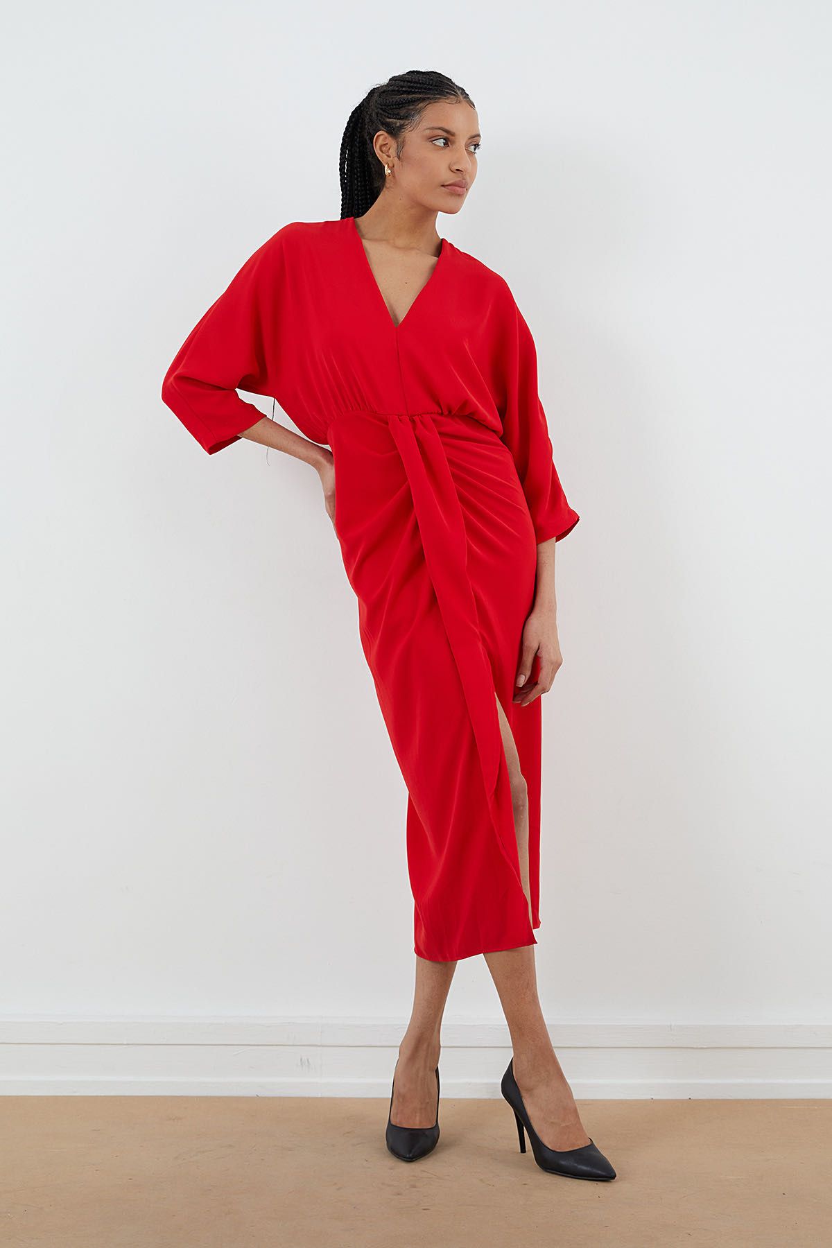 Deep red deals wrap dress