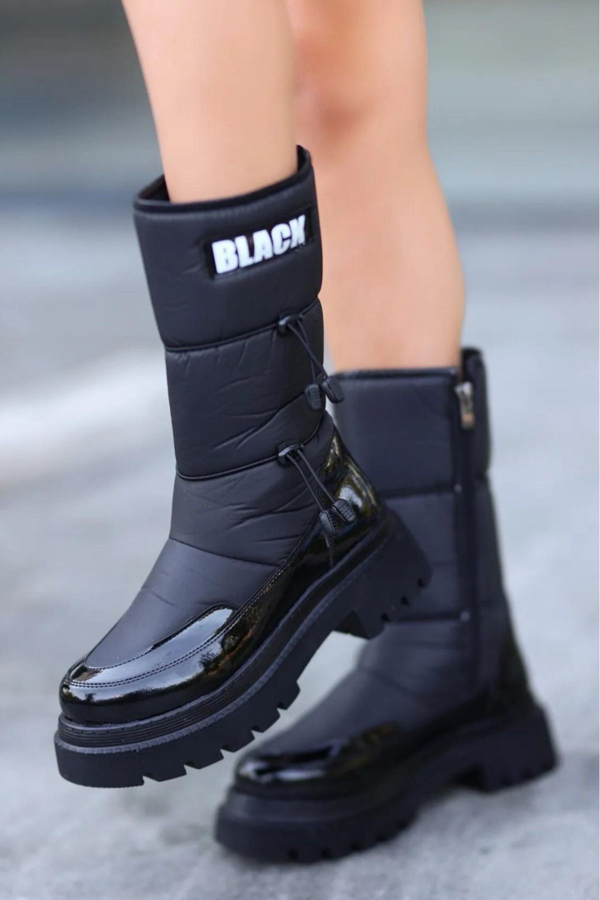 Patent leather winter discount boots