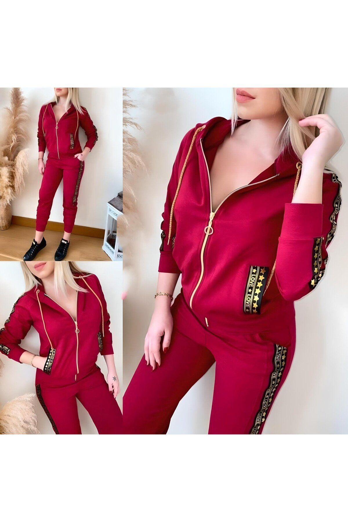 Red sales satin tracksuit