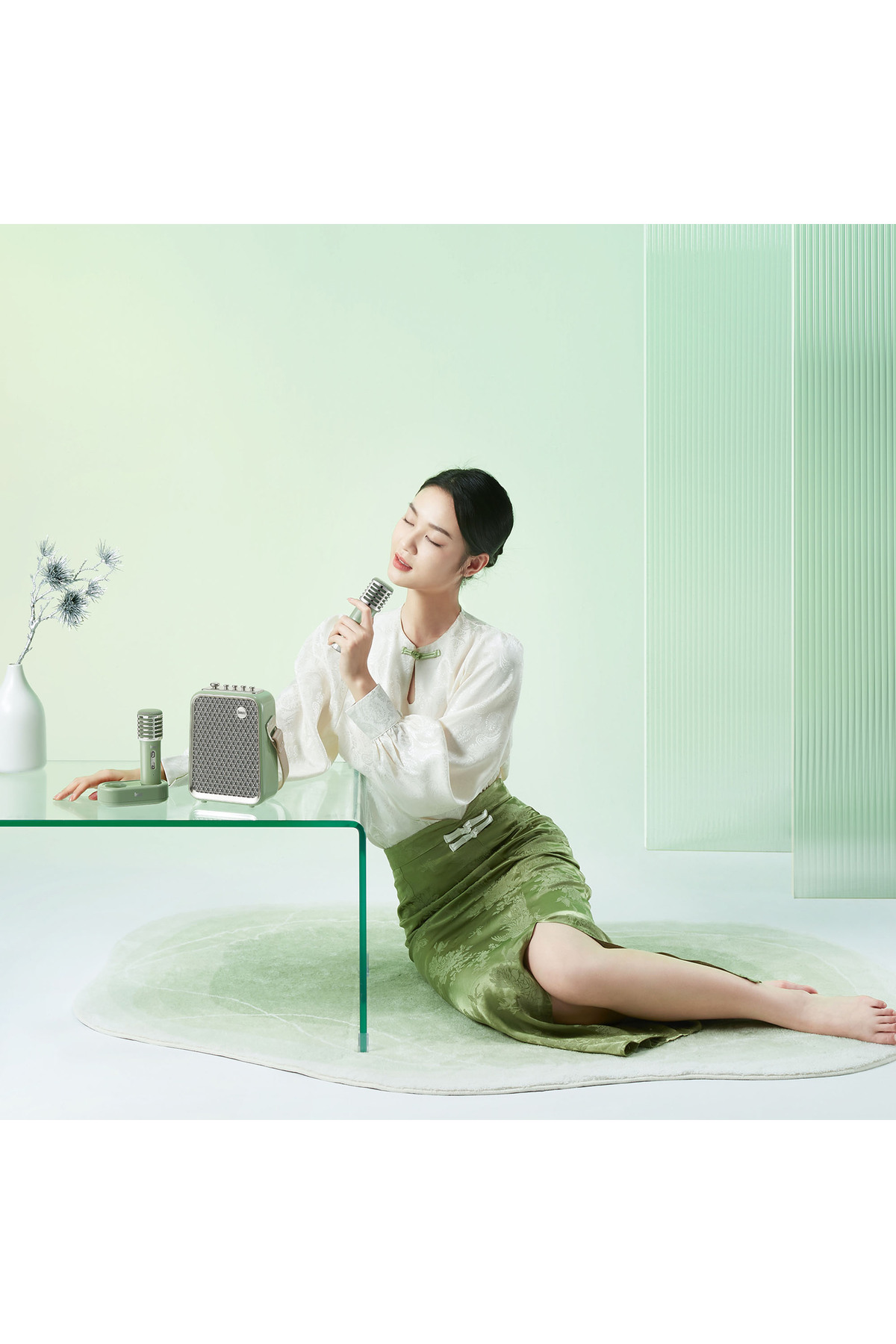 اسپیکر بلوتوث قابل حمل SongBird-HQ 50 وات با میکروفون دوگانه کارائوکه و 6 جلوه صوتی