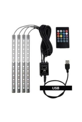 Usb Girişli 12 Ledli Araç Içi Ayak Altı Sese Duyarlı Rgb Şerit Led Aydınlatma Image 0