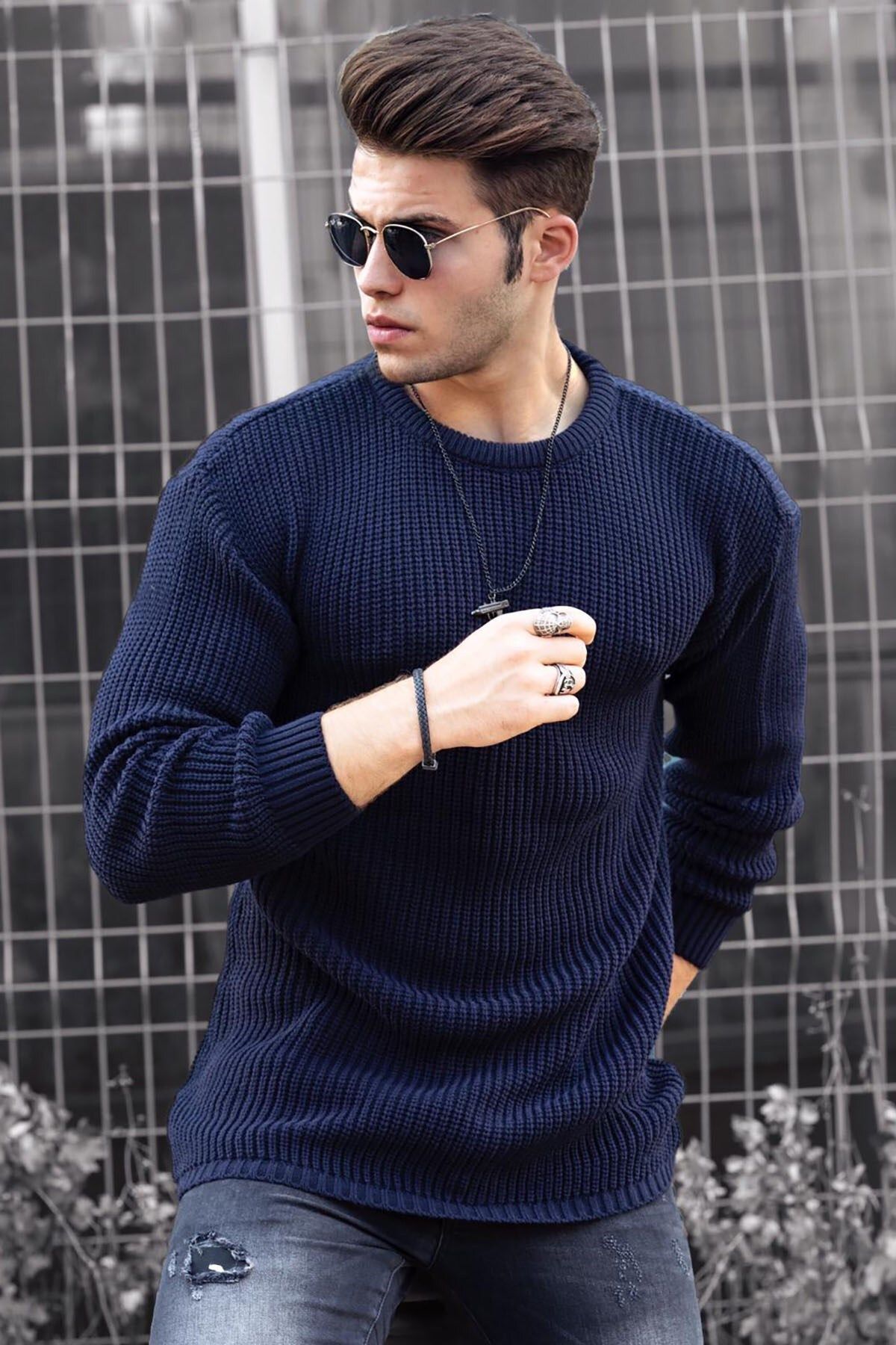 Dark blue sweater mens store