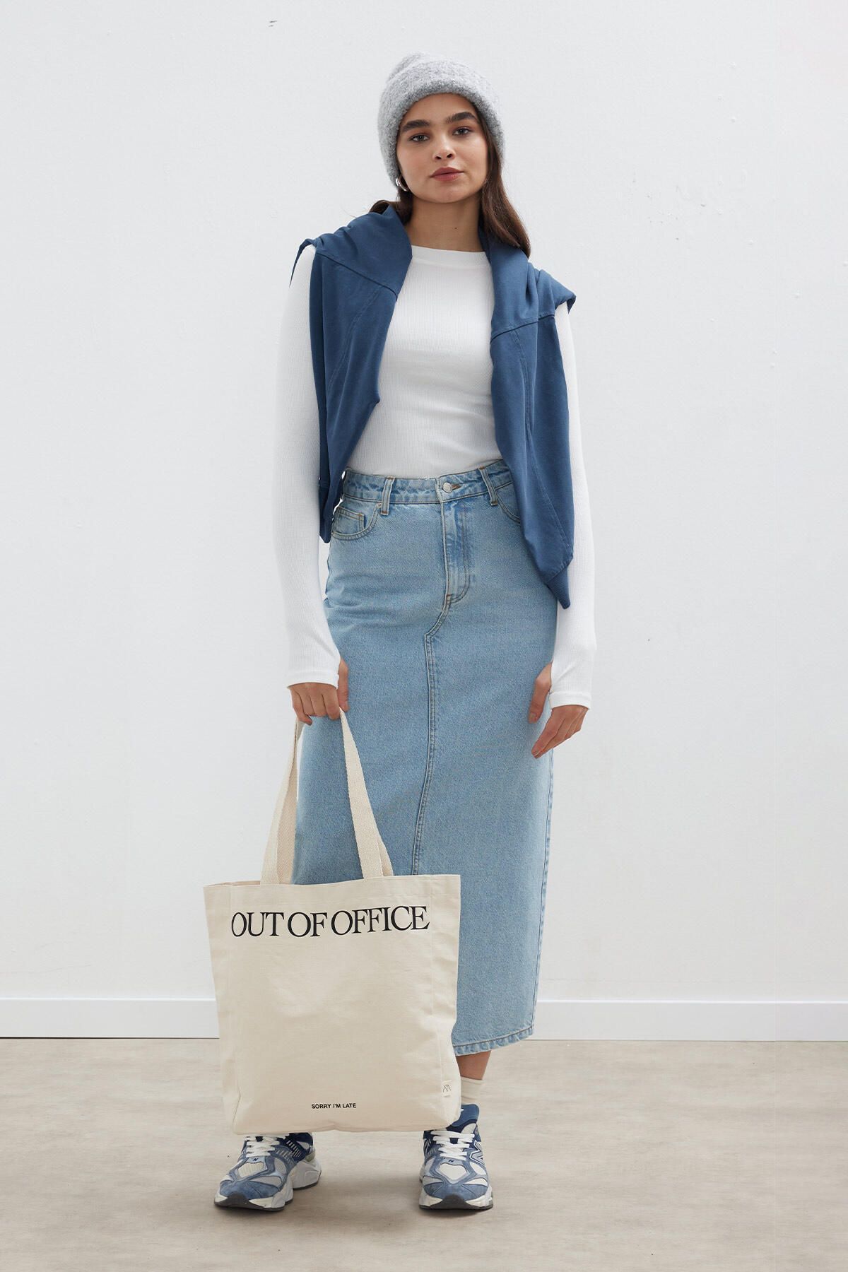 Manuka DENIM PENCIL SKIRT LIGHT BLUE Trendyol
