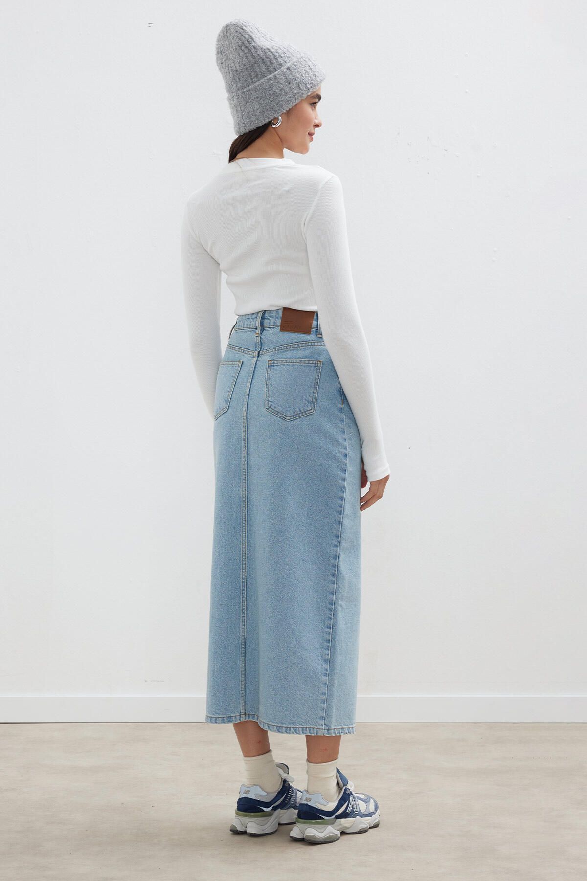 Denim pencil on sale skirt light blue
