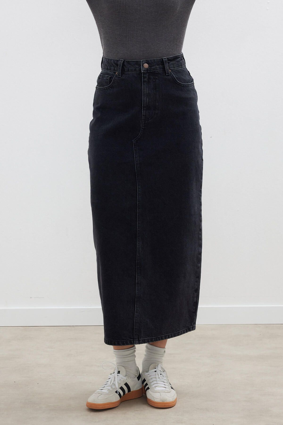 Denim pencil shop skirt black
