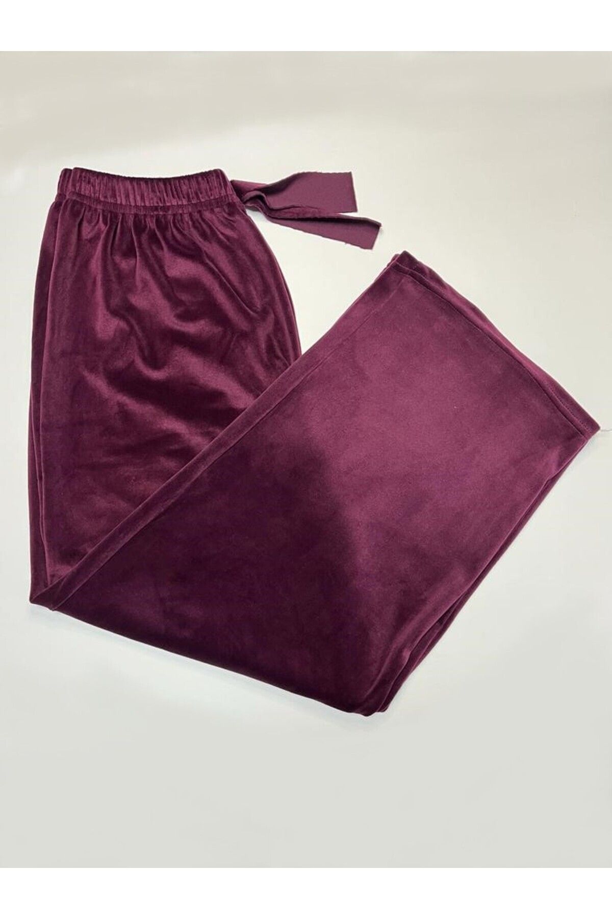 bie's Women's Plum Large Standard Size French Velvet Soft Plain Wide Leg  Pajamas Tracksuit Single Bottom - Trendyol