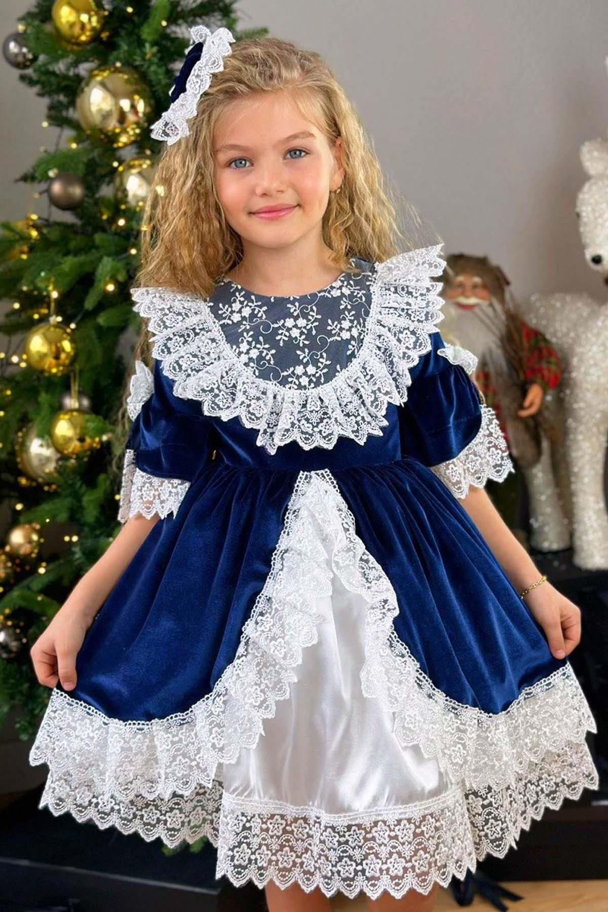 Blue velvet cheap christmas dress