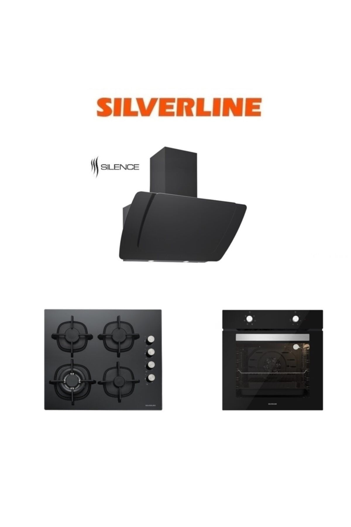 Silverline Siyah Cam Ankastre Set (3373 Misto 60+cs5429b01+bo6501b01)