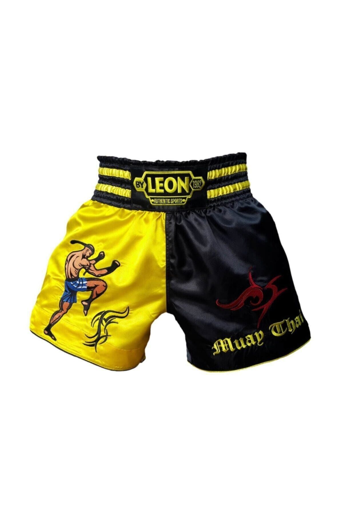 By Leon 1982 Leon Warrior Profesyonel Muay Thai ve Kick Boks Şortu Sarı Siyah