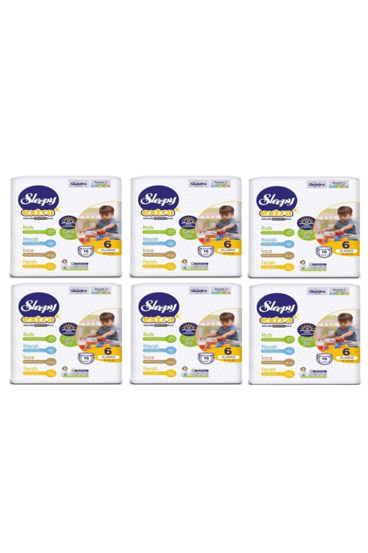 Sleepy Extra Günlük Aktivite Bezi 6 Numara Xlarge 16 Adet 8682241204076 6 Lı Paket