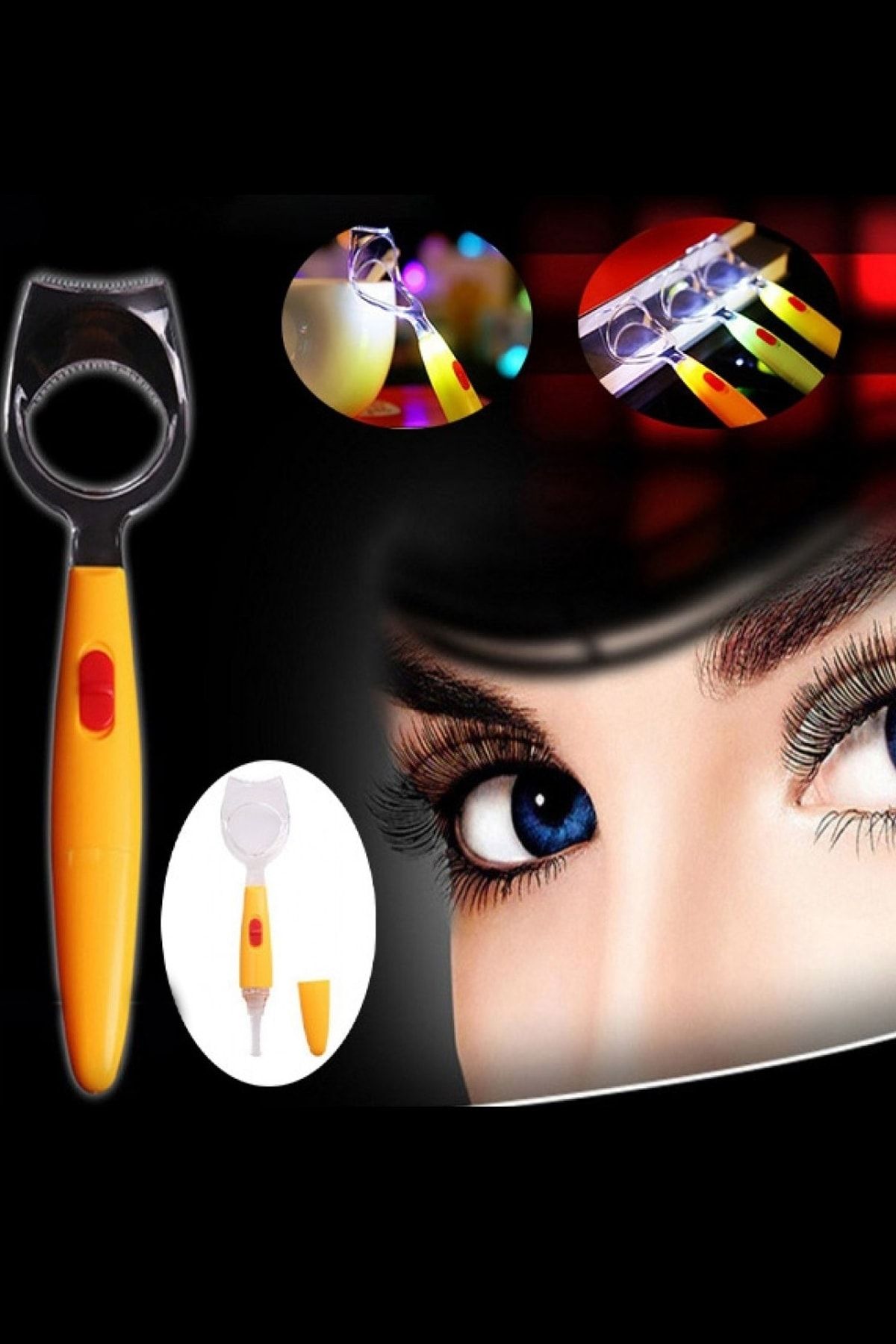 Chermik Kirpik Aparatı Eyeliner, Rimel Için Işıklı Kiprik Kıvırma Aparatı