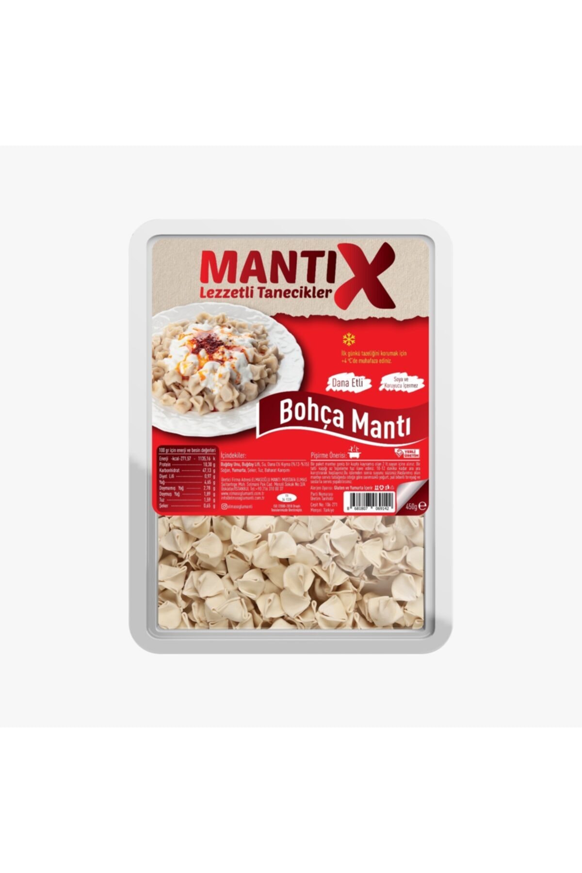 MANTIX Etli Bohça Mantı 450 gr