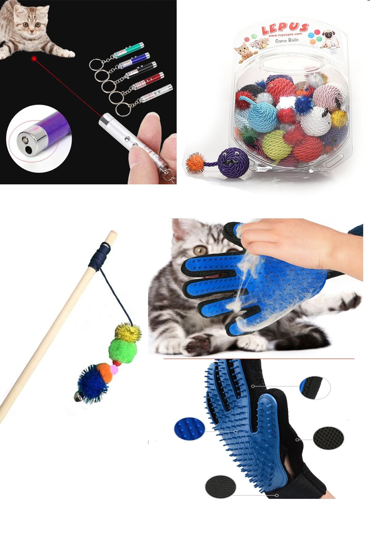 AST GROSS PET Kedi Tüy Toplama Eldiveni Ve Kedi Oyuncakları