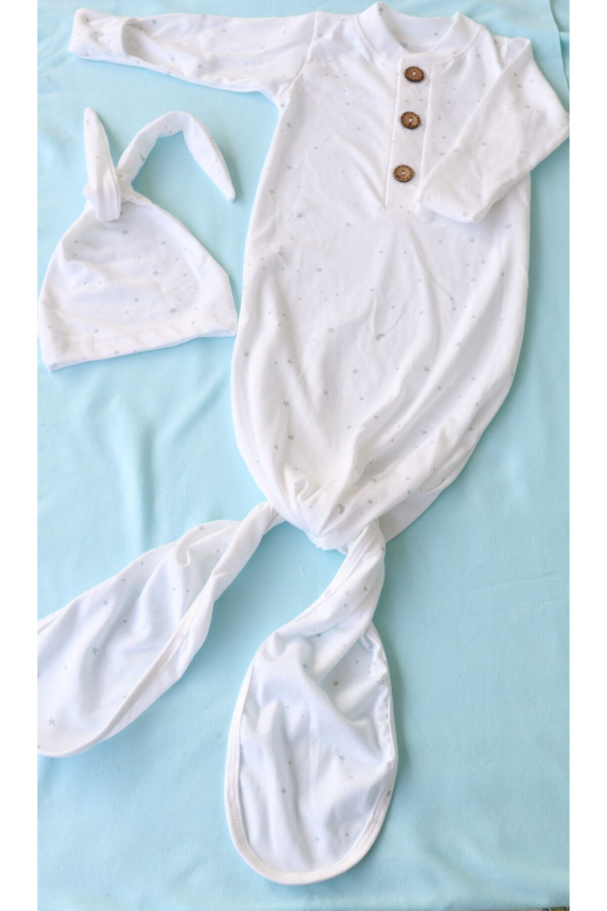 Etamine Store Unisex Bebek Beyaz  Pamuklu Yenidoğan Bebek Tulumu Hastane Çıkışı