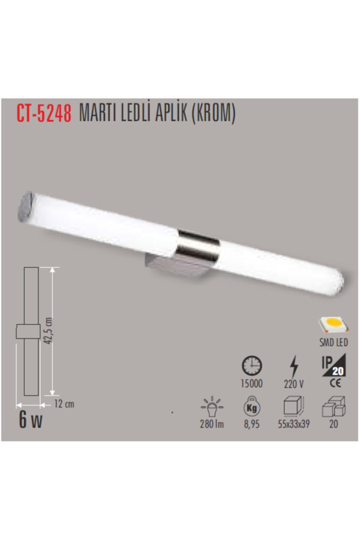 Cata Ct-5248 6w/6400k Martı (SAKA) Led Aplik(BEYAZ)