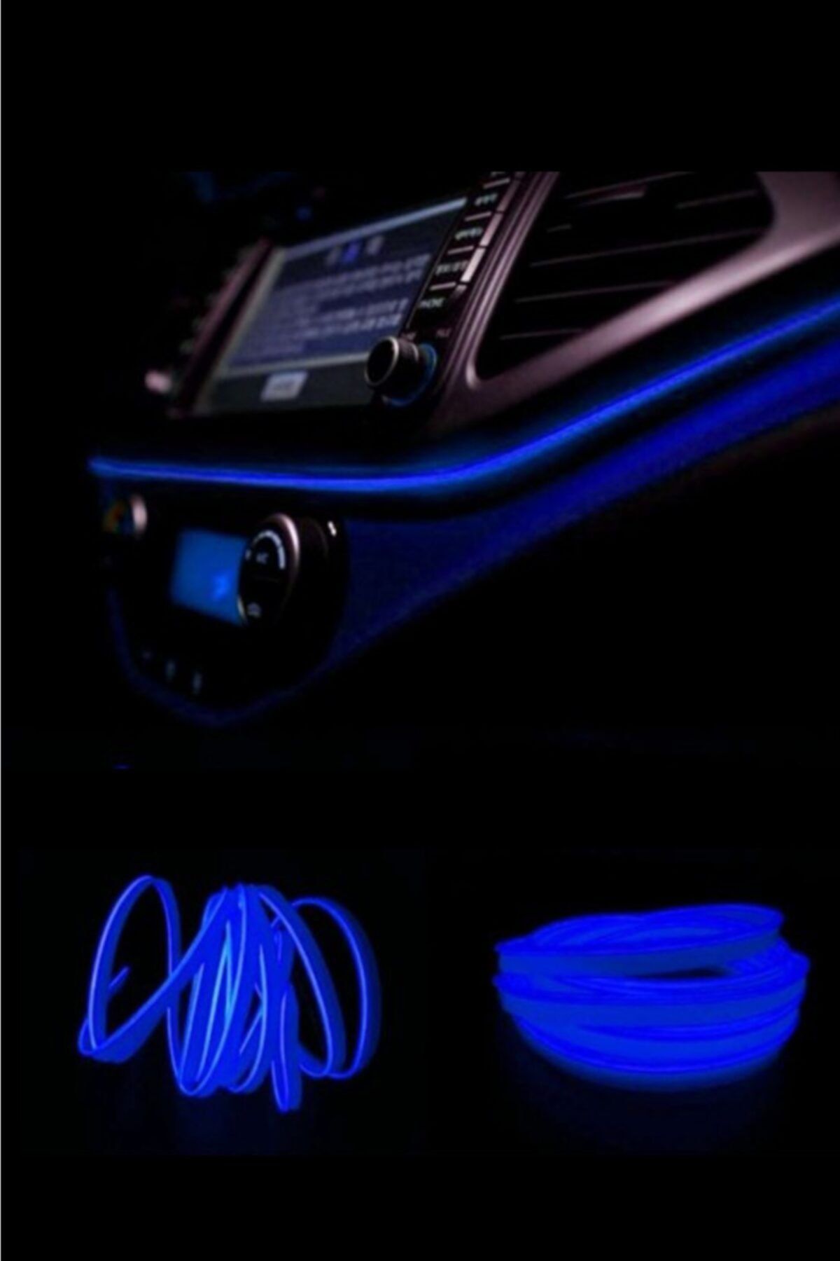 BTM OTOMOTİV Araç Içi Neon Ledi Ip Led Torpido Ledi 2 Metre Mavi