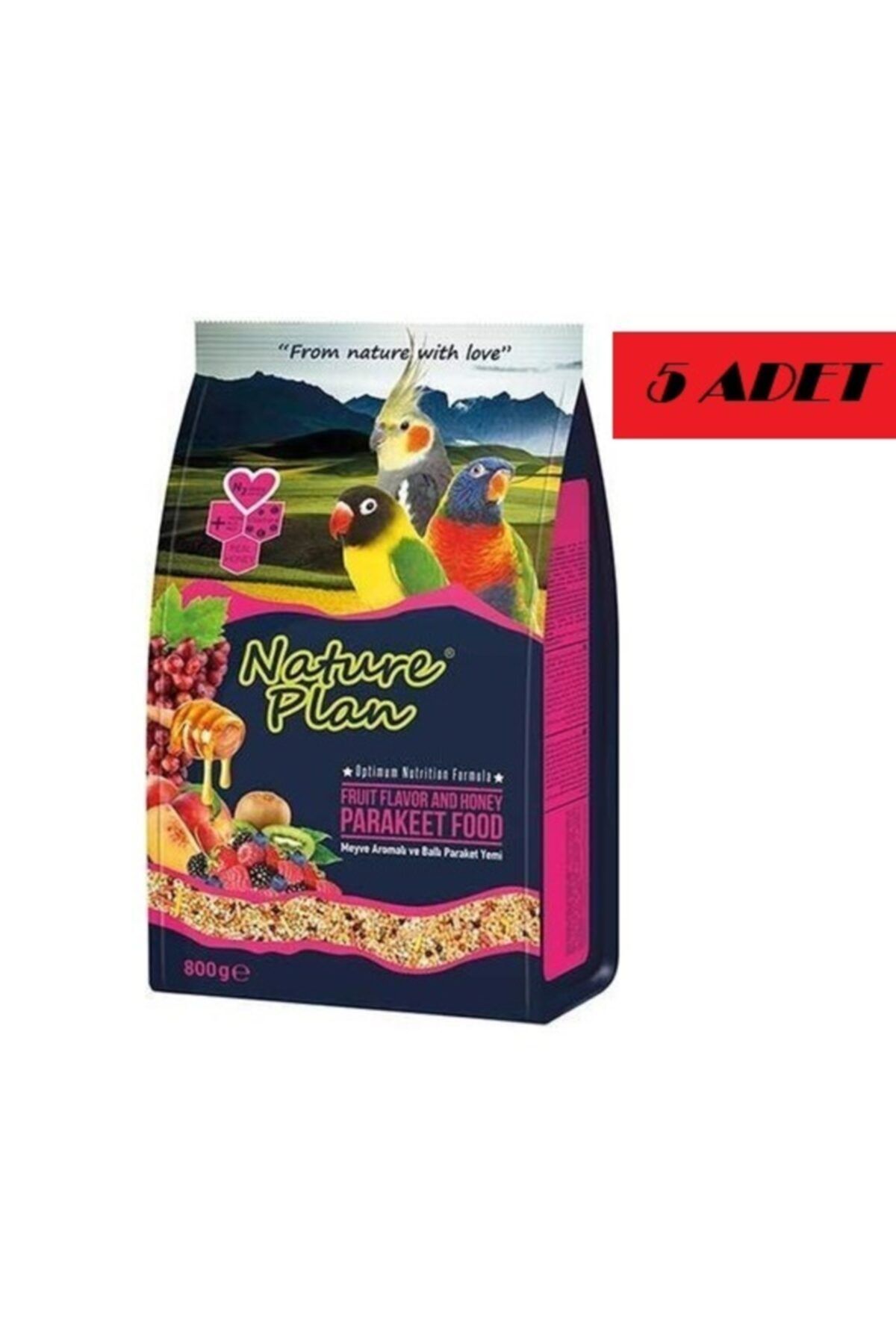 Nature Plan Paraket Kuşu Yemi 800 Gr X 5 Adet