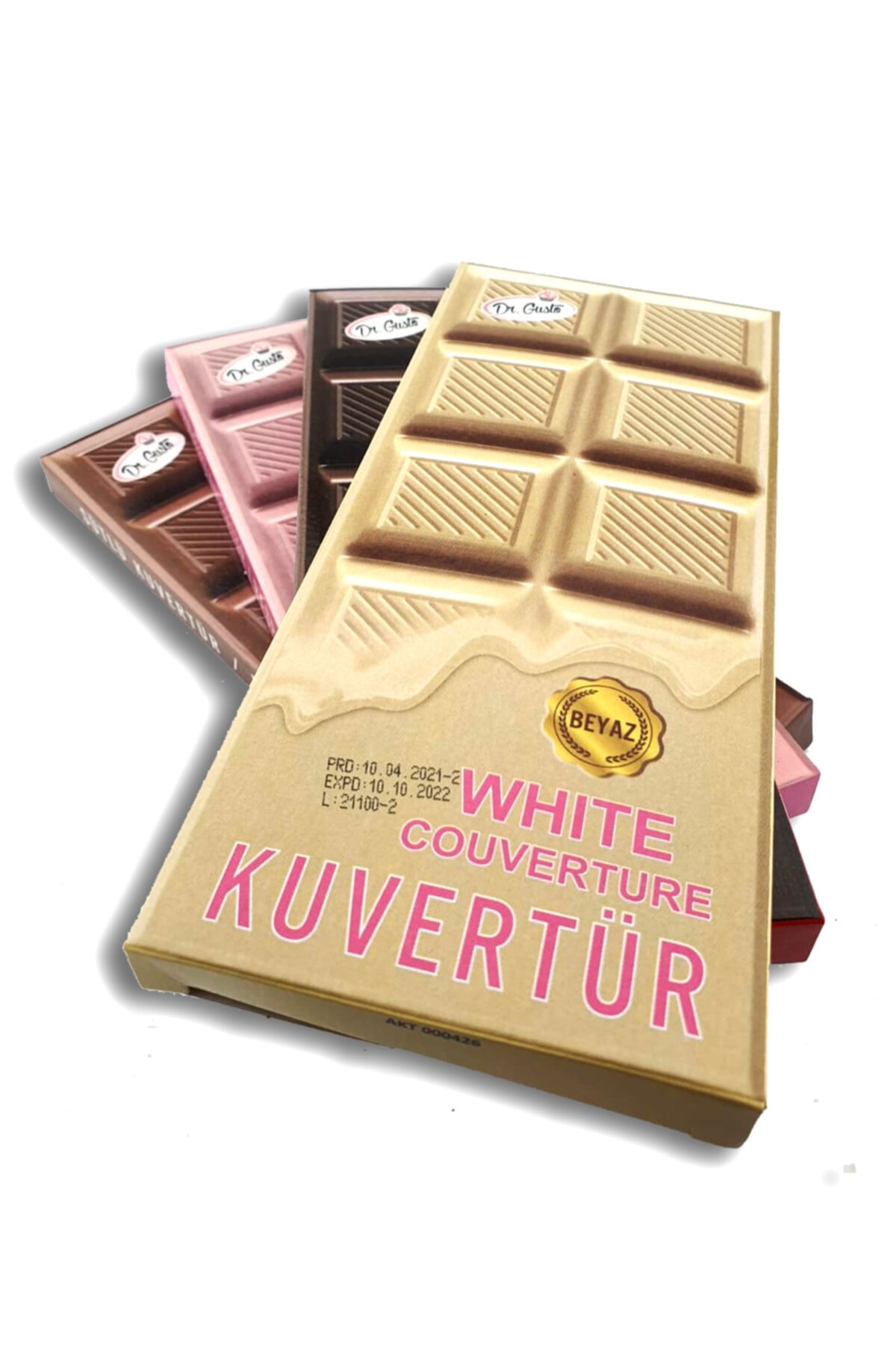 Dekamis Kuvertür 4 Lü Çikolata / Dr. Gusto Bitter, Sütlü,beyaz, Frambuaz Çikolatalar 200 Gr. X 4