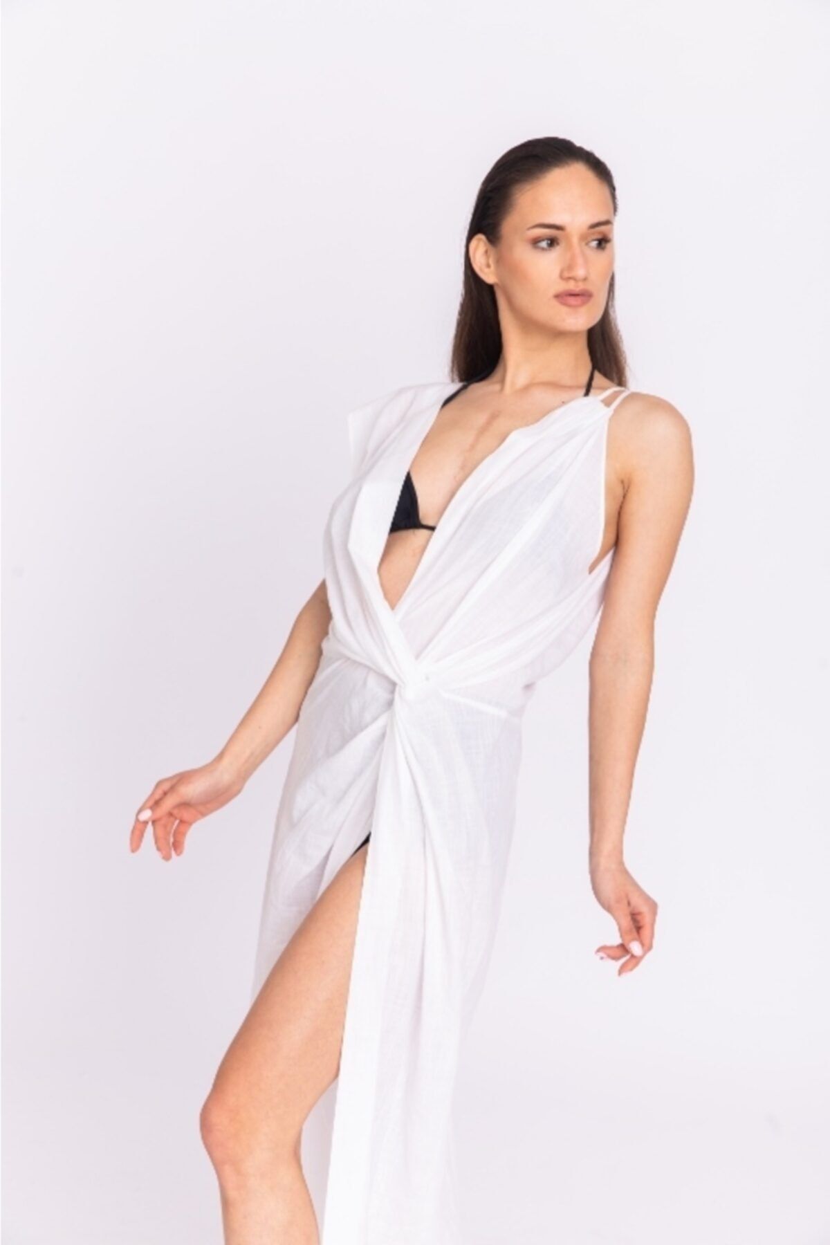 Woma Store Kadın Beyaz Plaj Elbise
