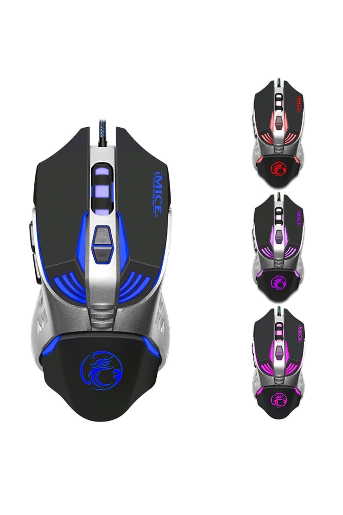 TahTicMer Imice V5 Oyun Mouse Kablolu Usb Optik Oyuncu Mause Ergonomik Led Işıklı Gaming 7 Tuş Fonksiyon