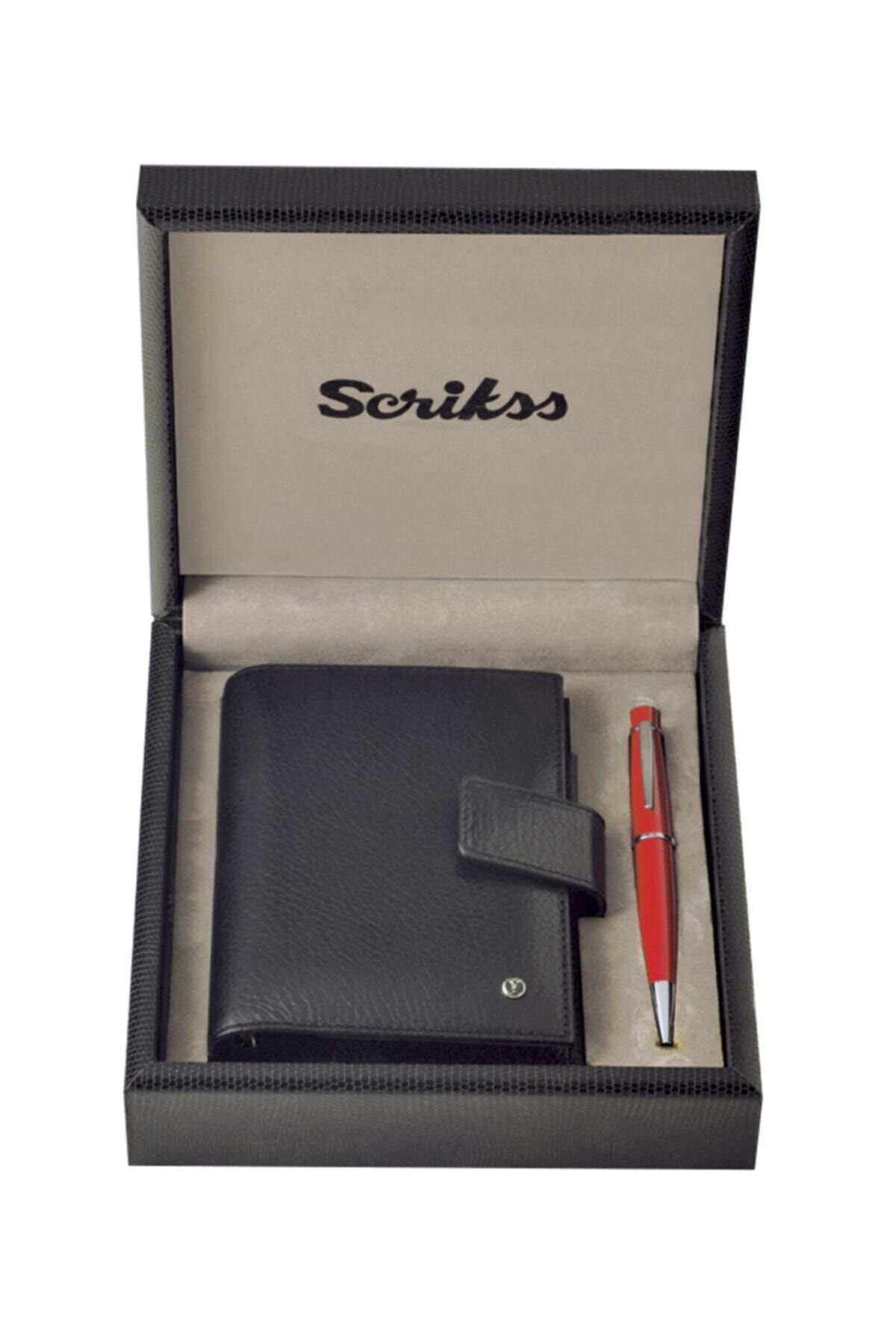 Scrikss Hediyelik Set 62 Chic Kırmızı & Deri Cep Ajanda Siyah Sdr 306