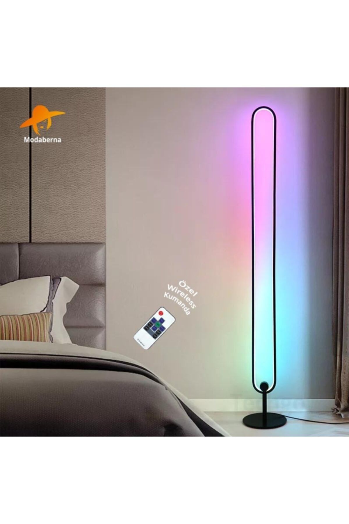 Pullson Nordic Animasyonlu Oval Led Atmosfer Lambader (siyah Gövde) - Wireless Kumandalı - Aynı Anda 3 Renk