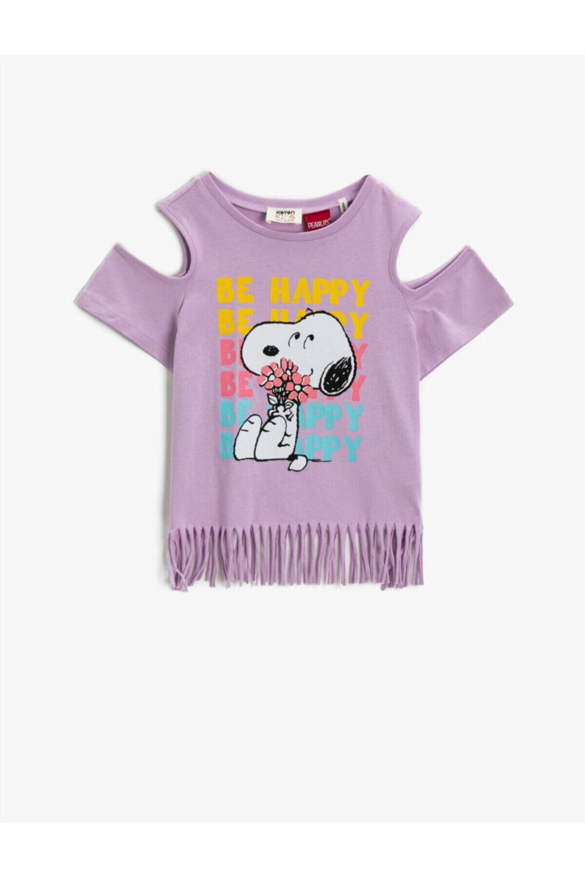 Koton Kiz Cocuk Mor Snoopy Lisansli Pamuklu Pencere T Shirt Fiyati Yorumlari Trendyol