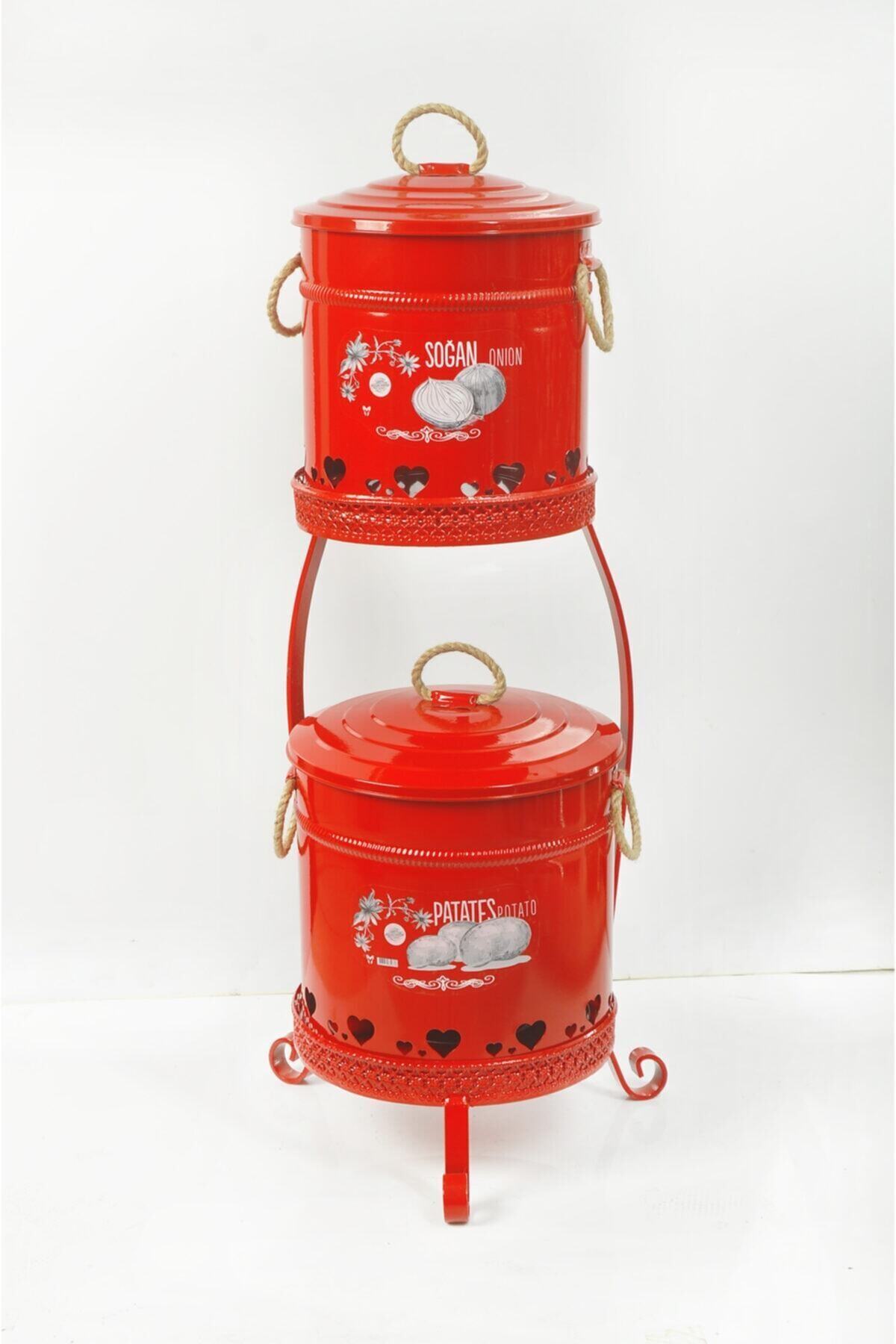 DİCLEHOME 2 Katlı Lüx Boy Metal Standlı Patates Soğan Kovası