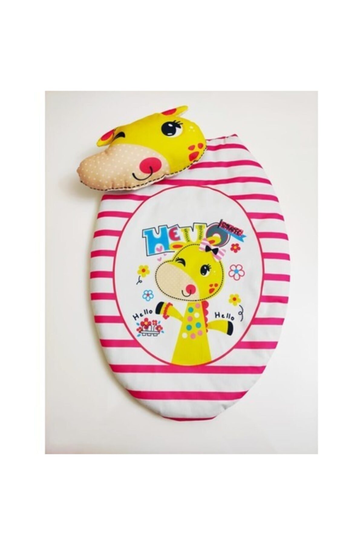 Sleepy Baby Zürafa Yastıklı Çizgili Hello Yazı Detaylı Bebek Alt Açma Minderi
