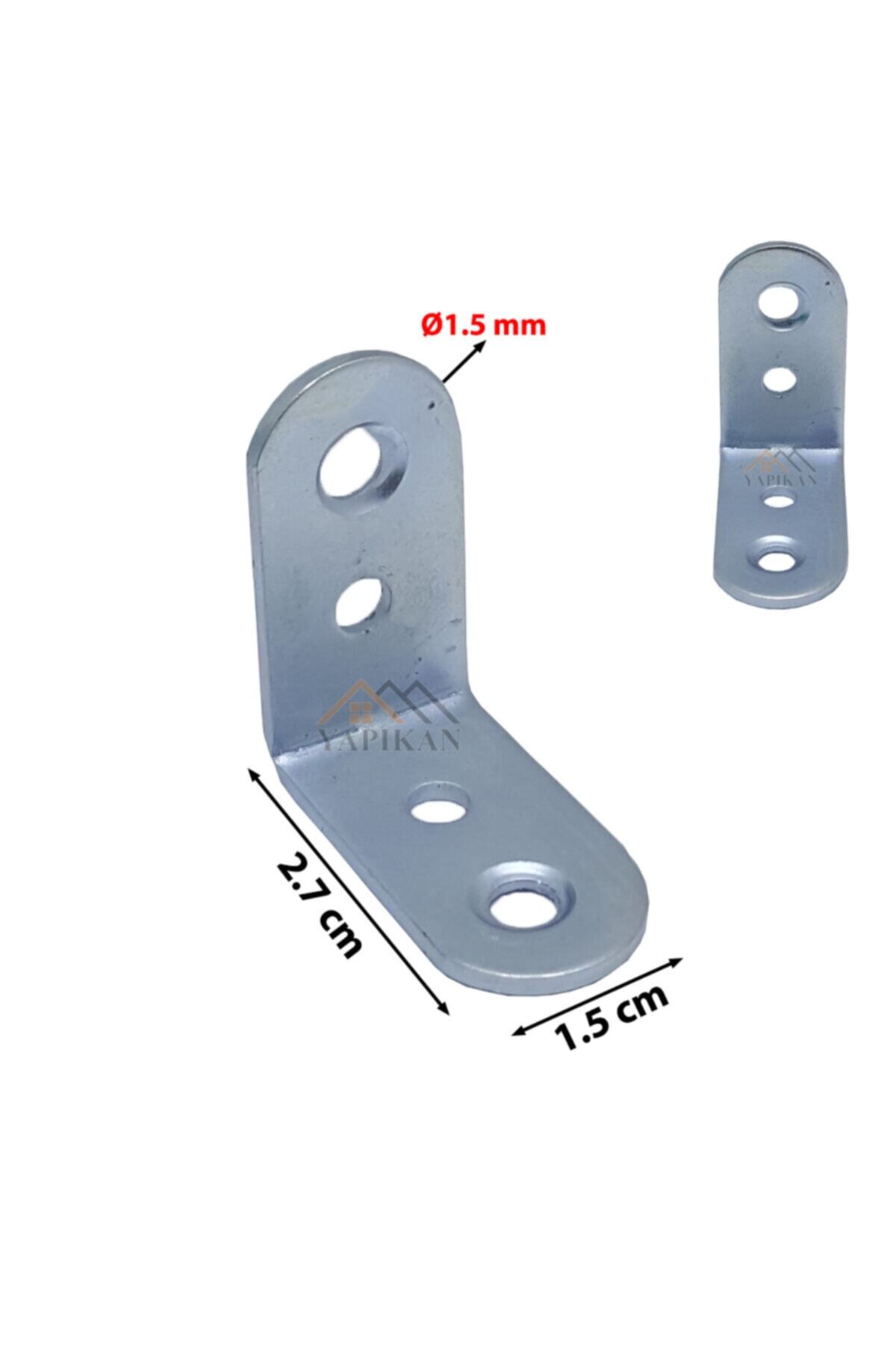 Yapıkan Mobilya Dolap Raf Masa Sabitleme Birleştirme L Demir Gönye Köşebent 1.5x15x27x27mm (24 Adet)