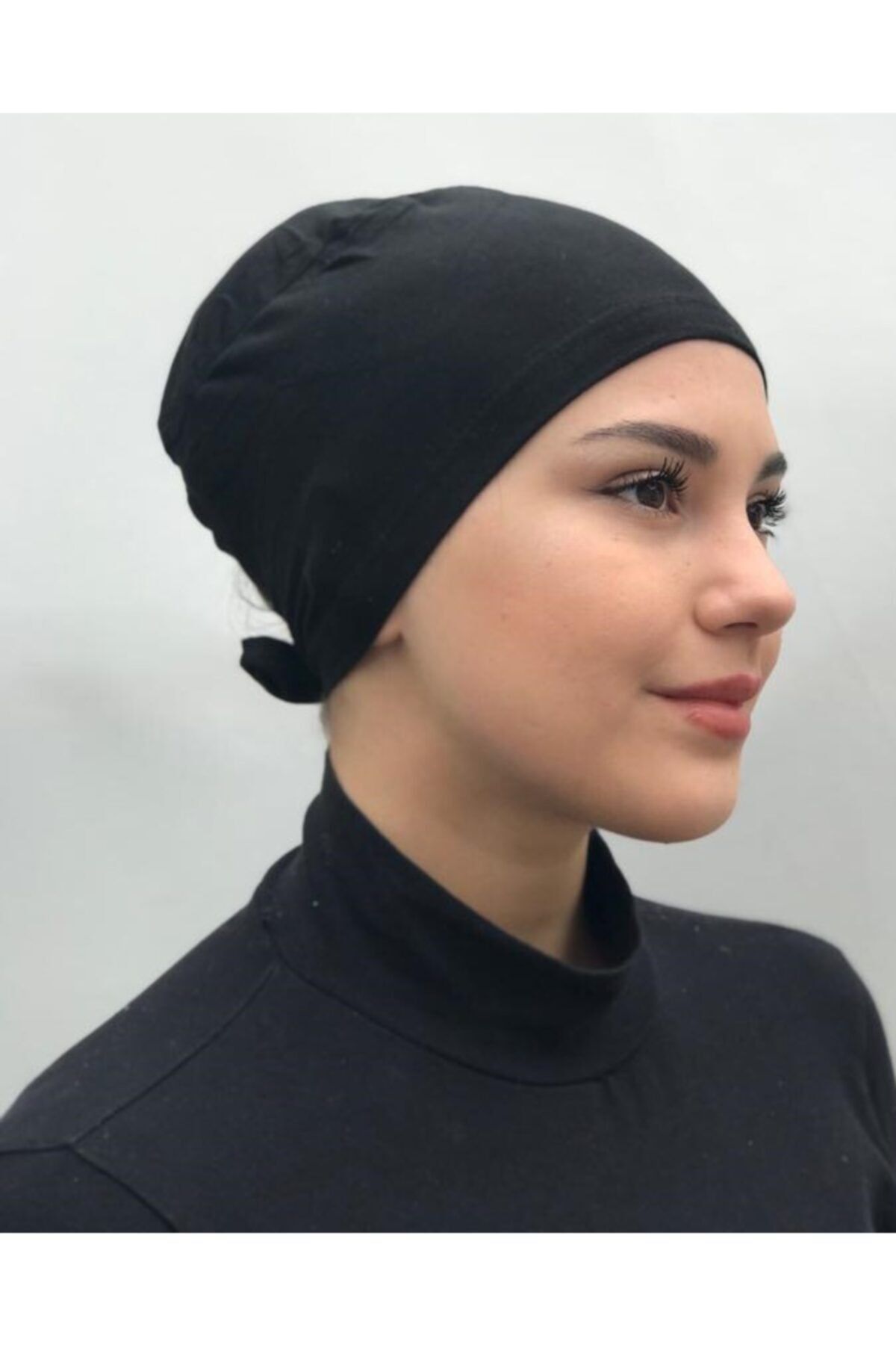 kuayscarfs Kadın Siyah Düz Bone