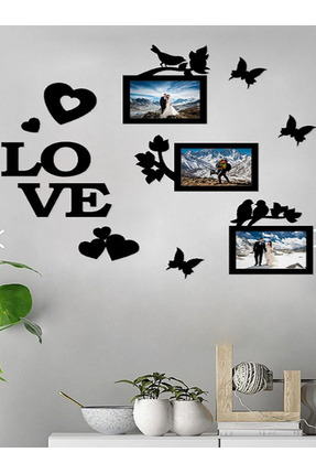 Fotoğraf Çerçevesi 3'lü 10x15 Lazer Kesim Ahşap Duvar Süsü Dekorasyon Ürünü Love Image 0